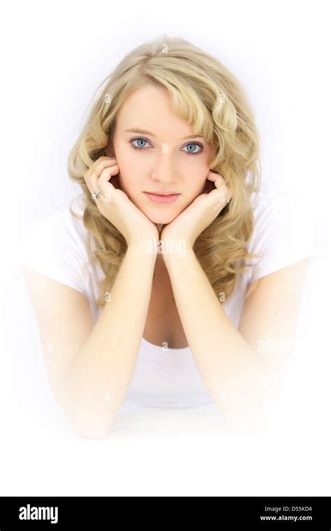 Cute blonde behaarte Teenager Mädchen Stockfotografie Alamy
