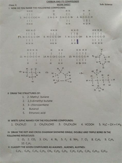 Please Solve This Worksheetlesson Is Carbon And Its Compoundsclass10