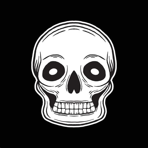 skull art illustration hand drawn black and white 46740961 Vector Art ...