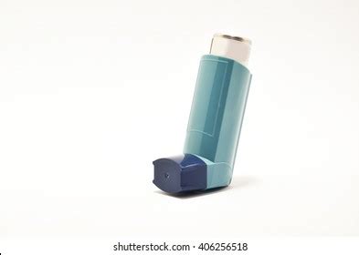 Blue Asthma Inhaler Blank Label Isolated Stock Photo Edit Now