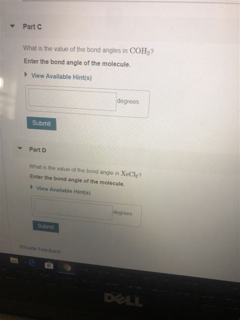 Solved Part C What is the value of the bond angles in COH2? | Chegg.com