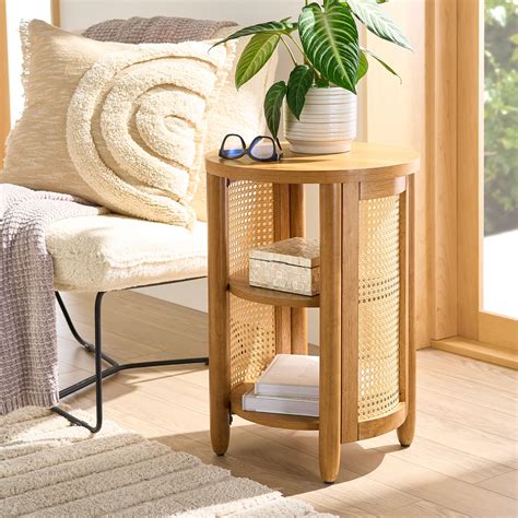 Better Homes Gardens Springwood Caning Side Table Light Honey Finish