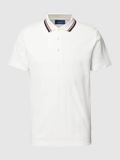 Gant Poloshirt Aus Baumwolle Mit Strukturmuster Offwhite Online Kaufen