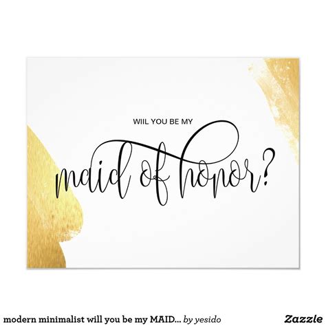 Modern Minimalist Will You Be My Maid Of Honor Invitation