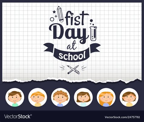 First Day School Poster With Pupils Children Vector Image