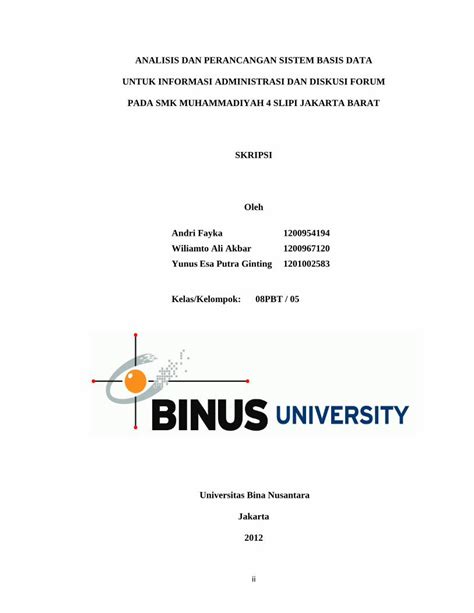 Pdf Analisis Dan Perancangan Sistem Basis Data Eprints Binus Ac Id