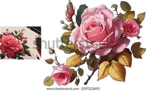 Rose Flower Hand Drawing Sketchline Art Stock Vector Royalty Free