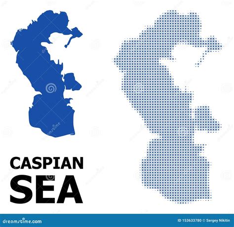 Vector Halftone Mosaic And Solid Map Of Caspian Sea Stock Vector