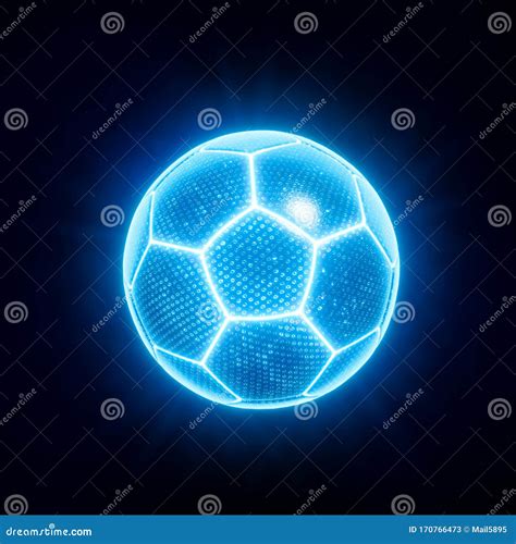 Artistic Glowing Blue Championship Soccer Ball Stock Illustration