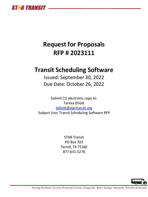 Fillable Online Request For Proposals Rfp Transit Scheduling