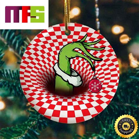 Optical Illusion 3d Grinch Hand Holding Ornament Christmas Tree Decorations 2023 Masteez