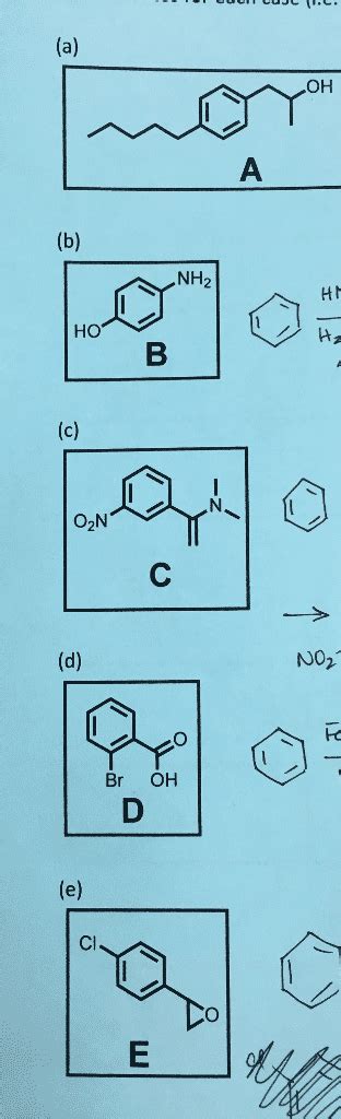 Oneclass Synthesize These Molecules A E From Benzene Oh Nh Ho O N