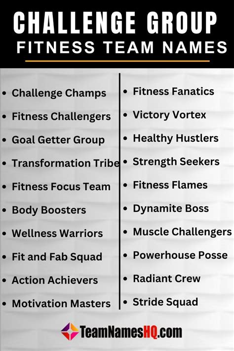 Fitness Team Names Challenge Group Rise To The Challenge Together In