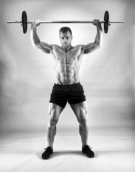 Shoulder Workout With Barbell Stock Photo - Image of bodybuilder, muscular: 155082234