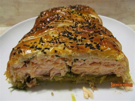 Tresse feuilletée au saumon et aux poireaux Recette par SucreEtEpices