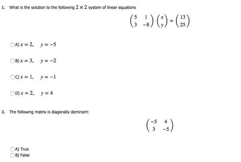 Solved Linear Equations And Diagonally Dominant Matrix Chegg