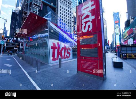 Broadway ticket booths in an empty times square during coronavirus ...