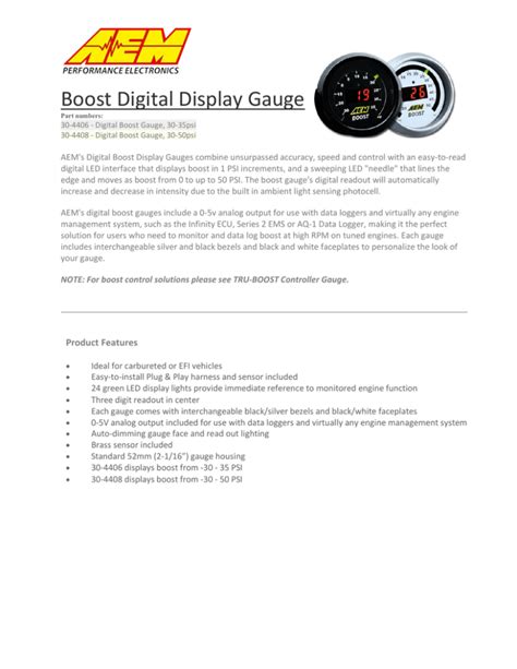 Boost Digital Display Gauge