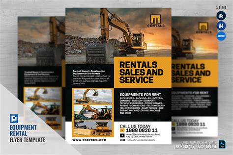 Construction Sales And Rentals Flyer Graphic By Psdpixel Creative Fabrica