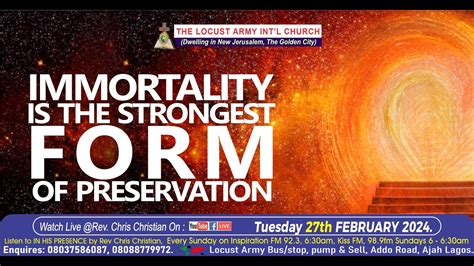 Rev Chris Christian Immortality Is The Strongest Form Of Preservation