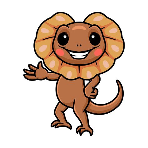 Cute little frilled lizard cartoon waving hand 13548335 Vector Art at ...