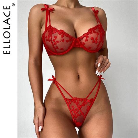 Ellolace Sensual Lingerie Woman Lace Sexy Lingerie Underwear Set Exotic