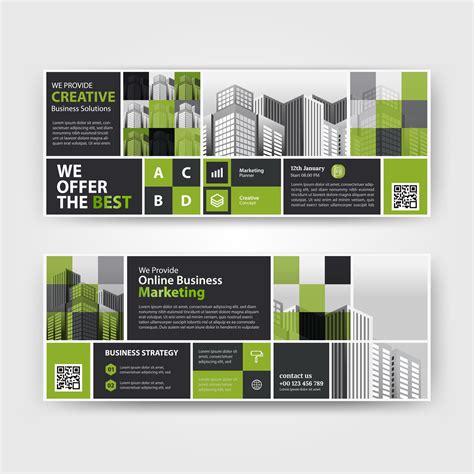 Green color abstract corporate business banner template, horizontal ...