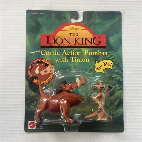 VINTAGE LION KING Comic Action Pumbaa W Timon Figure Disney Mattel Toy