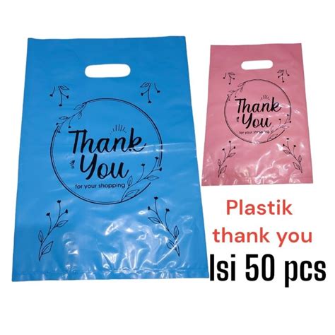 Jual Kantong Plastik Pe Motif Thank You 50 Pcs Plastik Plong Kantong