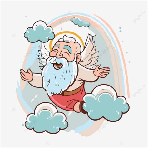 Heavenly Father Sticker Clipart Cartoon Savior Angel Flying In Clouds