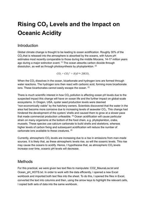 Rising CO2 levels and the Impact on Oceanic Acidity | EASC08023