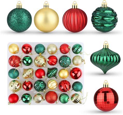 Christmas Baubles Red Green 16pcs Christmas Balls Xmas Tree Decorations Christmas Tree