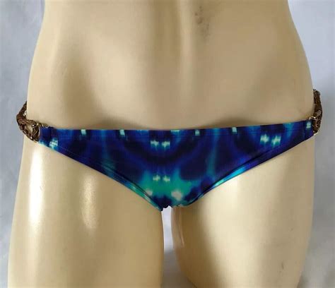 Women S Ikat Leather Braided Detail On Side Bikini Bottom Cobalt Blue