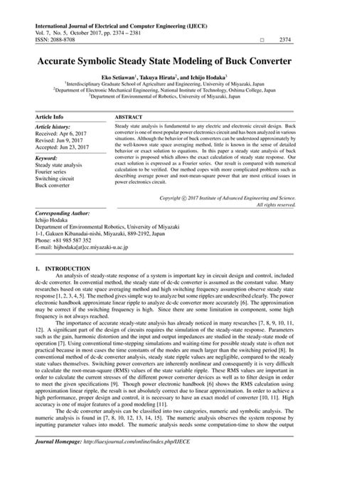 Accurate Symbolic Steady State Modeling Of Buck Converter Pdf