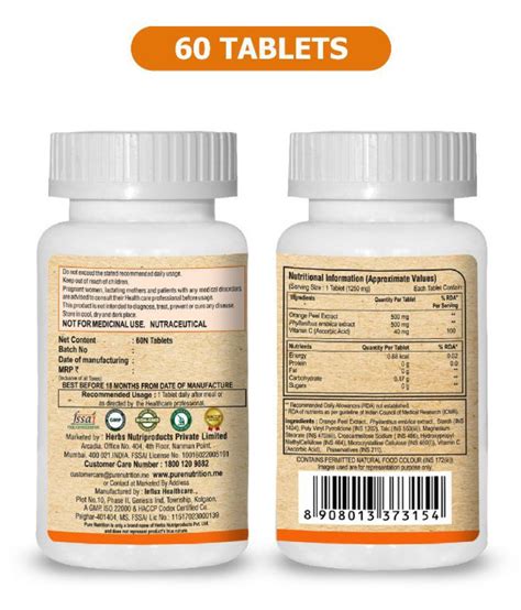 Pure Nutrition Vitamin C 60 Tablets 1250 Mg Vitamins Tablets Buy Pure