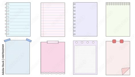 Set Of Blank Paper Templates Printable Striped Note Planner Journal