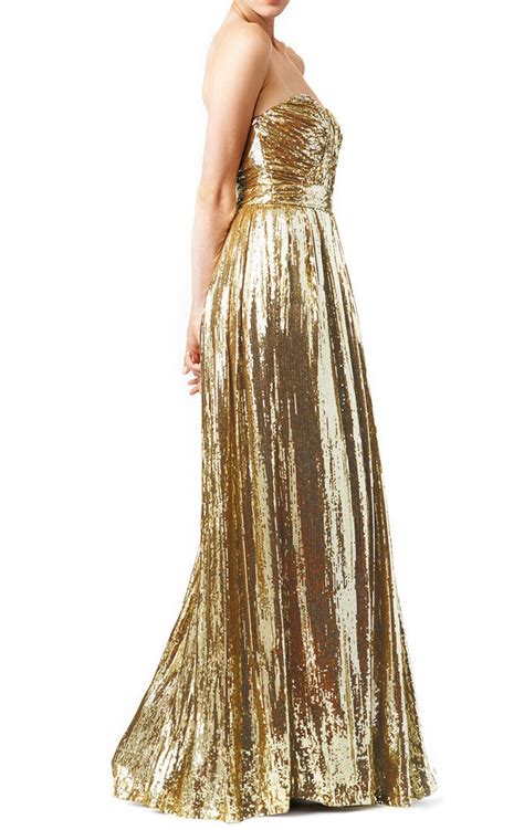 Macloth Strapless Sweetheart Long Sequin Prom Dress Gold Evening Forma