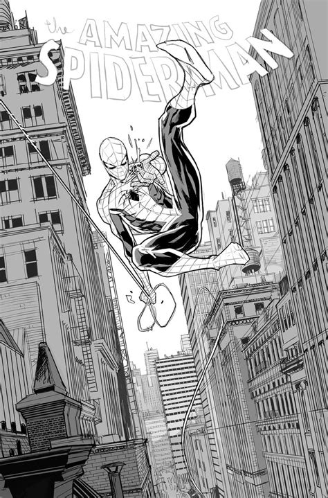 Spider Man Cover By Dan Mora Pencils City Buildings Reference Marvel Spiderman Art