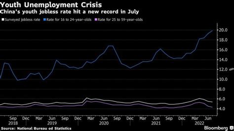 中國7月份青年失業率創下近20 的紀錄高點 受疫情影響