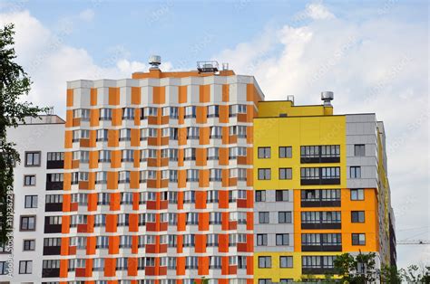 Modern new apartment building with beautiful facade color Stock Photo | Adobe Stock