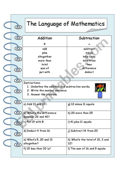 The Language Of Mathematics Esl Worksheet By Robbiejane