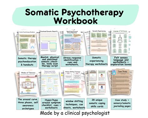 Somatic Psychotherapy Workbook Somatic Therapy Worksheets Felt Senses