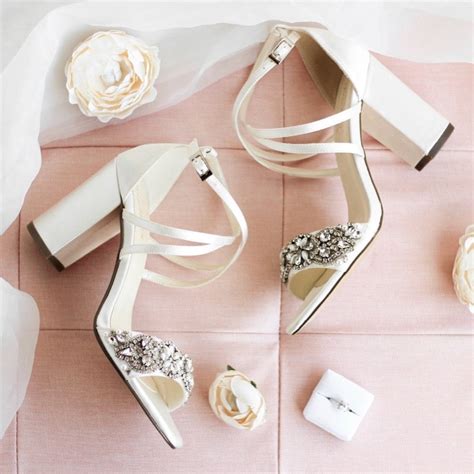 Paradox London Hira Ivory Satin Embellished Block Heel Sandals