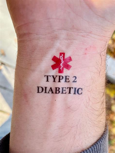 Type Diabetic Medical Alert Temporary Tattoo Etsy Canada Medical