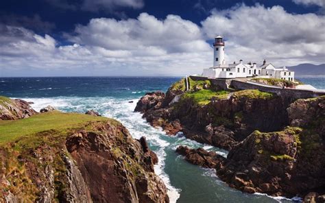 K Fanad Lighthouse Ireland Coast Lighthouses Crag Clouds Hd