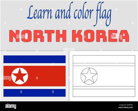 North Korea National flag Coloring Book pages for Education and learning. original colors ...