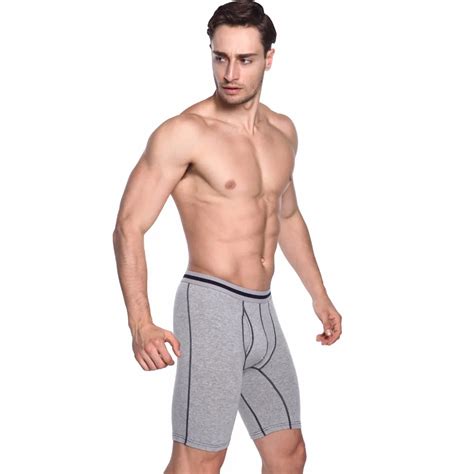 Sport Mens Underwear Long Leg Boxers Cotton Men Boxer Shorts Solid