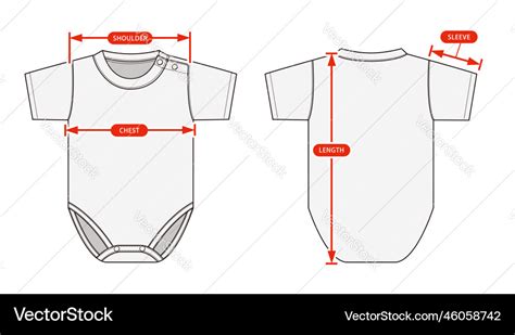 Clothing size chart baby rompers Royalty Free Vector Image