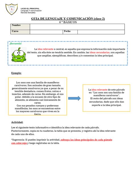 Guia Lenguaje Sexto Basico Clase 2 Pdf