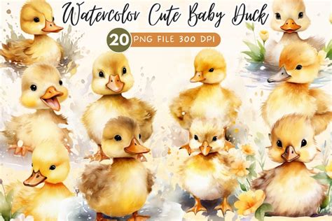 Cute Baby Duck Watercolor Sublimation Clipart